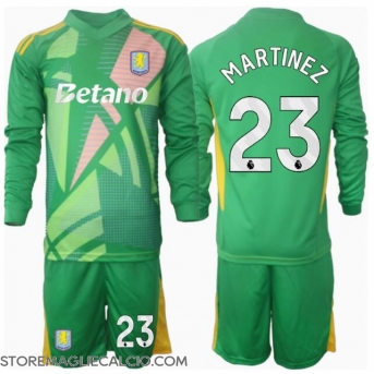 Aston Villa Emiliano Martinez #23 Portiere Maglia Gara Casa Repliche 2024-25 Bambino Maniche Lunghe